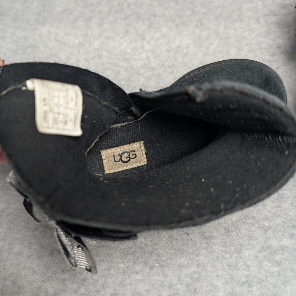 UGG Boots Toddler 8 Black Zip Silver Star Bow - Picture 5 of 13